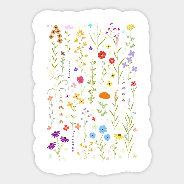 colorful spring  wildflower pattern 2022 Sticker by colorandcolor